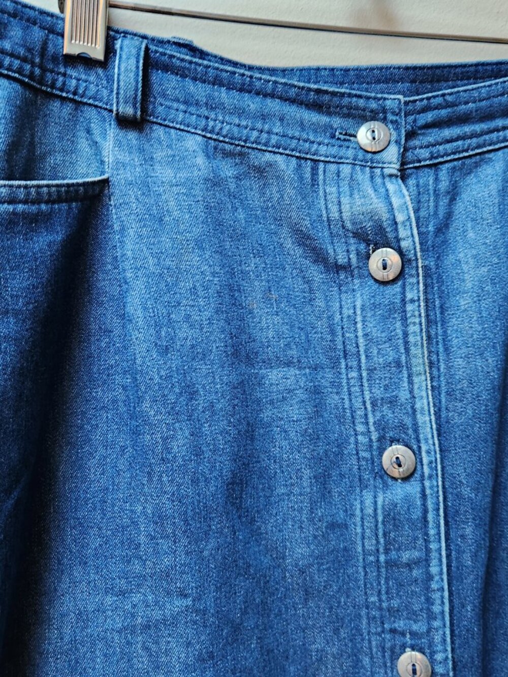 Vintage denim button front midi skirt / L/xl - Picture 4 of 8